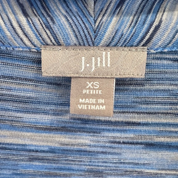 J Jill Cotton Open Front Cardigan Size XSP Roll Up Long Sleeve Heathered Blue - Picture 9 of 13
